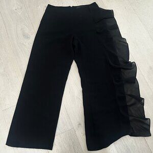 JS Boutique Black Crepe Ruffle Pants Size 8 High Rise Lined Cocktail Evening